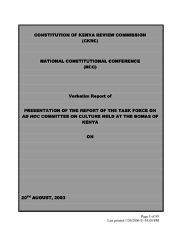 Constitution of Kenya Review Commission (Ckrc)