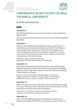 Chronology of Key Events of Riga Technical University in Study Year