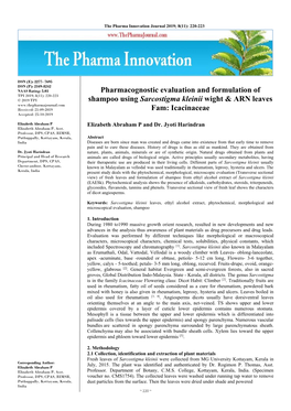 Pharmacognostic Evaluation and Formulation of Shampoo Using