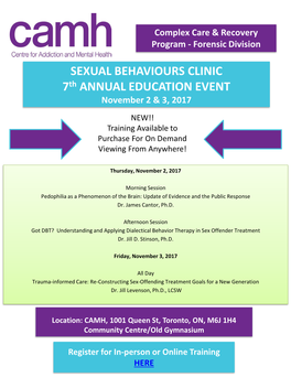 EDUCATION DAY SEXUAL BEHAVIOR CLINIC November 20Th