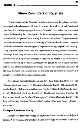 Minor Zamindars of Rajshahi