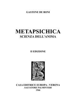 Metapsichica Scienza Dell'anima