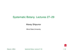 Systematic Botany. Lectures 27–29