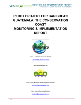 Redd+ Project for Caribbean Guatemala: the Conservation Coast Monitoring & Implementation Report