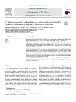 Prevalence, Comorbidity and Predictors of Post-Traumatic Stress