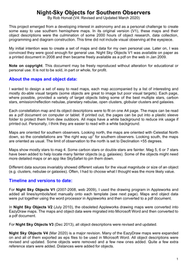 Night-Sky Objects for Southern Observers by Rob Horvat (V4: Revised and Updated March 2020)