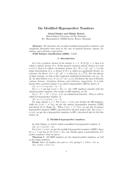 On Modified Hyperperfect Numbers