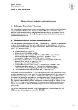 Tätigkeitsbeschrieb Rekursstellen Volksschule