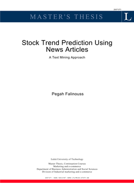 MASTER's THESIS Stock Trend Prediction Using News Articles