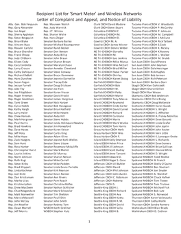Smart Meter’ and Wireless Networks Letter of Complaint and Appeal, and Notice of Liability Atty