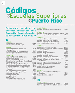 Códigos Escuelas Superiores