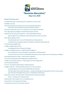 “Bavarian Biercation” May 2-12, 2020