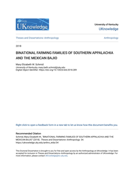 Binational Farming Families of Southern Appalachia and the Mexican Bajio