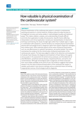 How Valuable Is Physical Examination of the Cardiovascular System?