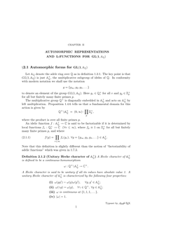 §2.1 Automorphic Forms for GL(1, AQ)