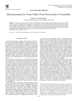 Mainstreaming Fair Trade Coffee: from Partnership to Traceability