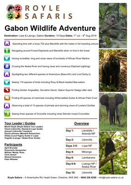 Gabon Wildlife Adventure Jul 2019