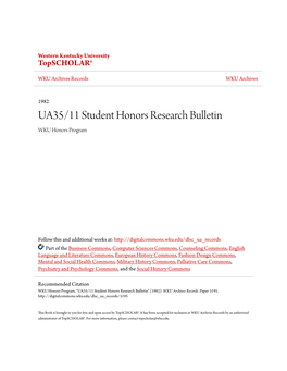 UA35/11 Student Honors Research Bulletin WKU Honors Program