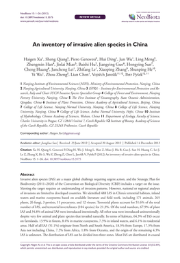 An Inventory of Invasive Alien Species in China