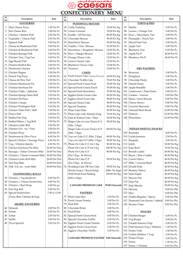 CONFECTIONERY MENU Sl