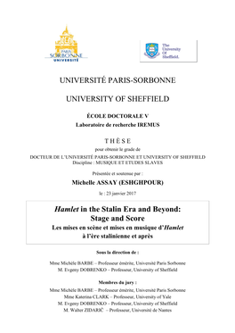 Université Paris-Sorbonne University of Sheffield