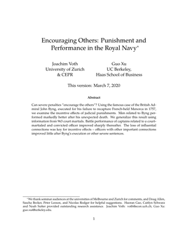 Encouraging Others: Punishment and Performance in the Royal Navy∗