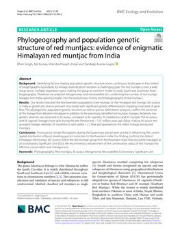 Phylogeography and Population Genetic Structure of Red Muntjacs