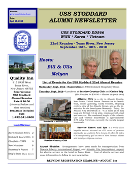 USS Stoddard Alumni Newsletter—April 2010 Page 2