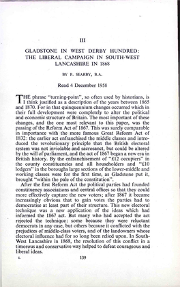 The Liberal Campaign in South-West Lancashire in 1868 ,.* by P