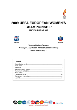 2009 Uefa European Women's Championship Match Press Kit