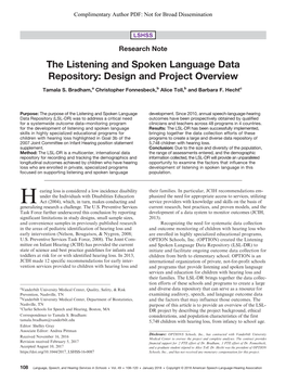 The Listening and Spoken Language Data Repository: Design and Project Overview