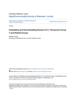 Embedding and Nonembedding Results for R. Thompson's Group V and Related Groups