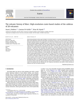 The Volcanic History of Mars: High-Resolution Crater-Based Studies of the Calderas of 20 Volcanoes ⇑ Stuart J