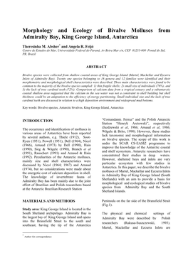 Morphology and Ecology of Bivalve Molluscs from Admiralty Bay, King George Island, Antarctica