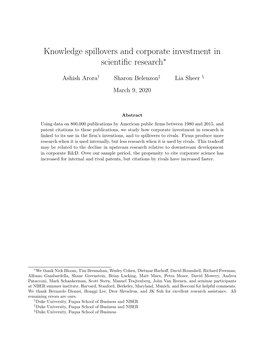 Knowledge Spillovers and Corporate Investment in Scientific Research” / A