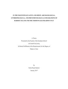 In the Footsteps of Saints and Sheep: Archaeological, Anthropological, and Phenomenological Explorations of Bardsey Island and the North Wales Pilgrim’S Way