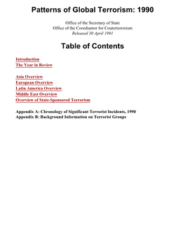 U.S. Department of State, 1990 Patterns of Global Terrorism