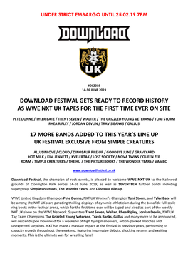 Download Festival Gets Ready to Record History As Wwe Nxt Uk Tapes for the First Time Ever on Site