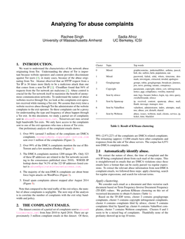 Analyzing Tor Abuse Complaints