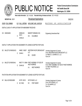 Broadcast Applications 5/8/2018