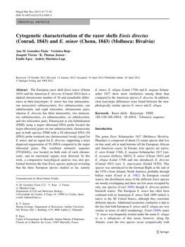 Cytogenetic Characterisation of the Razor Shells Ensis Directus (Conrad, 1843) and E