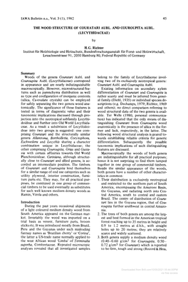 IAWA Bulletin Ns, Vol. 3 (1), 1982 45 the WOOD STRUCTURE OF