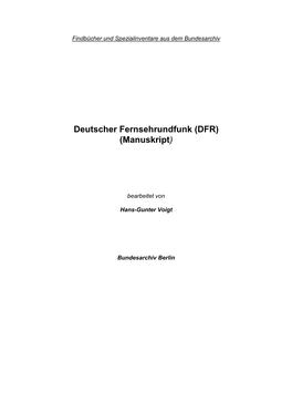 Deutscher Fernsehrundfunk (DFR) (Manuskript)