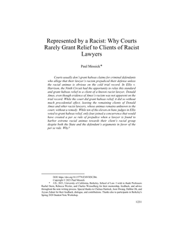 Why Courts Rarely Grant Relief to Clients of Racist Lawyers