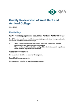 West Kent and Ashford College, May 2017