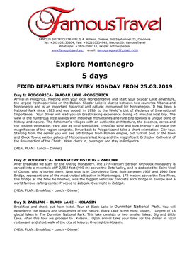 Explore Montenegro 5 Days