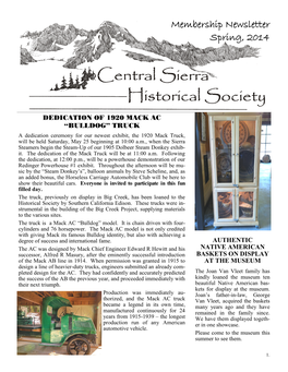 Membership Newsletter Spring, 2014