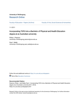 Incorporating TGFU Into a Bachelor of Physical and Health Education Degree at an Australian University