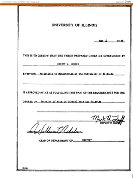 UNIVERSITY of ILLINOIS Entitled...B#.Sl«.);«