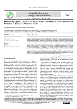 Determining Optimal Locations for Biogas Plants: Case Study of Tehran Province for Utilization of Bovine and Aviculture Wastes